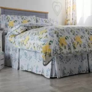 Arabella Country Dream Fitted Valance (King) (White/Blue/Lemon) - White/Blue/Lemon - Belledorm
