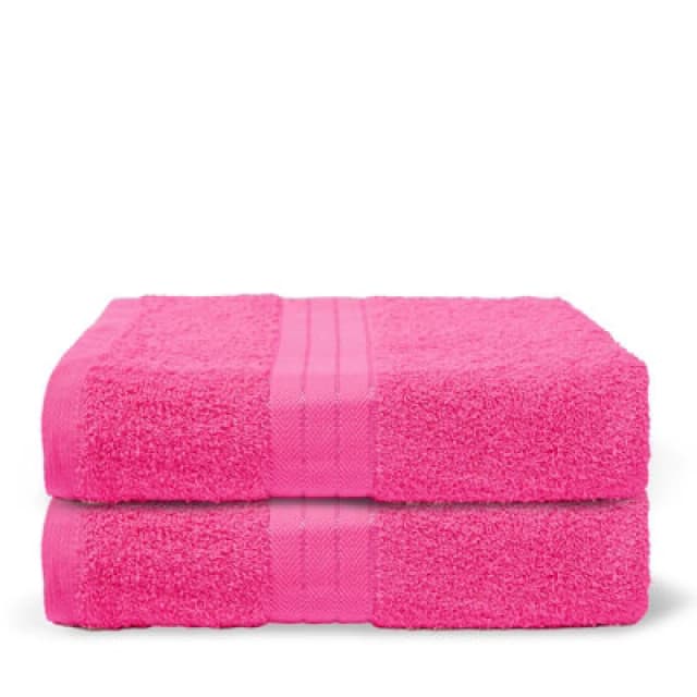 OHS OHS 2 Pack of 100% Cotton Bathroom Bath Towel in Pink Pink Bath Towel Unisex 5027434228911