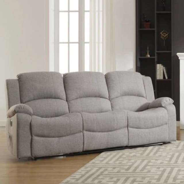 Marldon 201Cm Wide Dark Grey Fabric 3 Seat Electrically Operated Reclining 3 Seat Sofa
