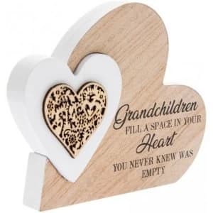 Sentiments Double Heart Side Block - Grandchildren Fill A Space