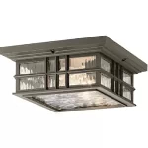 Elstead Beacon Square Outdoor 2 Light Flush Mount, Olde Bronze, IP44, E27