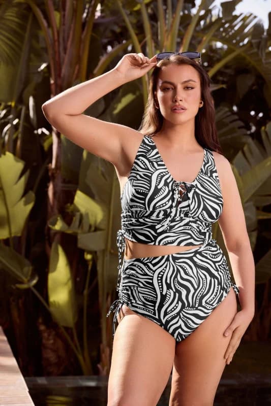 Yours Womens Geometric Adjustable Tankini Top Size: 14 Multicolor Female 14