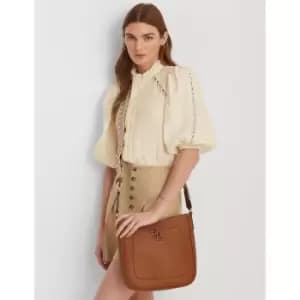 Leather Shoulder Bag with Canvas Shoulder Strap