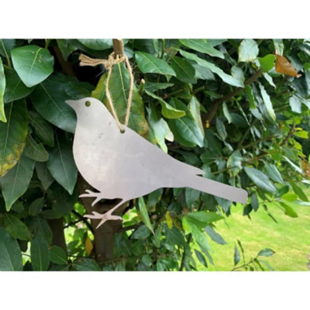 Poppy Forge Hanging Blackbird Garden Art (Pack Of 3) - Bare Metal/ready To Rust - W20 X H15 Cm