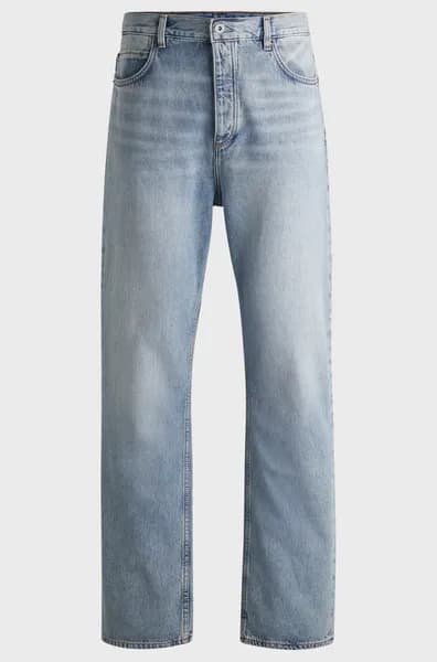 HUGO Blue Nate Mid-Rise Baggy Denim Jeans - W32/L32 Blue Jeans male 50511893-448 W32/L32
