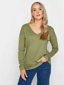 Long Tall Sally 3 Pack Ls V Neck Cotton Slub Tee Black,khaki, Dark, Red, Black, Size 12, Women