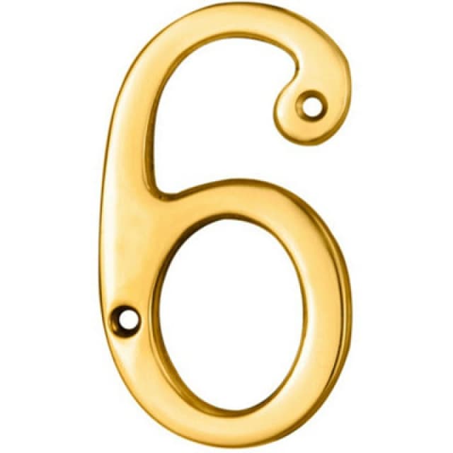 Loops Stainless Brass Door Number 6/9 75mm Height 4mm Depth House Numeral Plaque Metallics