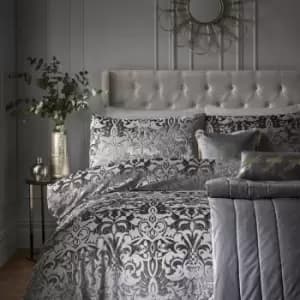 Laurencellewelynbowen - Laurence Llewelyn Bowen Firenza Damask Woven Jacquard Duvet Cover Set, Slate, Super King