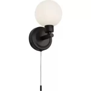 Knightsbridge - G9 Single Wall light with Round Frosted Glass - Matt Black 230V IP44 25W