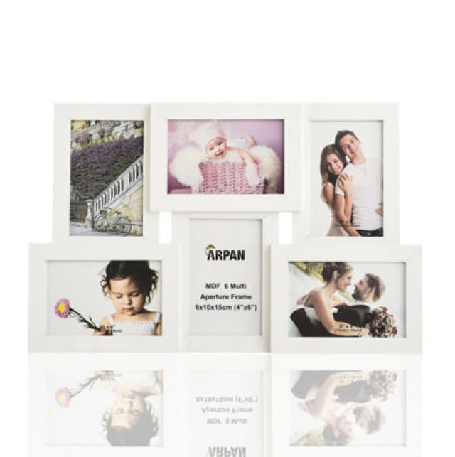 Arpan Collage Multiple Picture Frames For 6 Photos In 4 X 6" Wooden, Mdf Wall Mounting Frame (White)