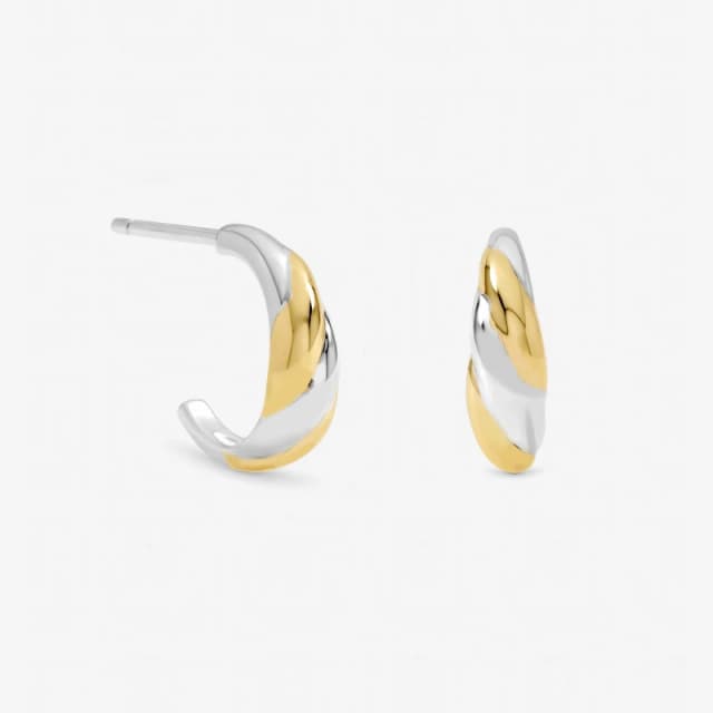 Inicio Sterling Silver Plated Two Tone Twist Hoops Silver female One Size