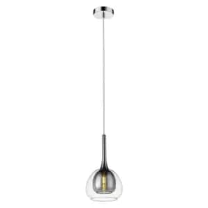 Contemporary Dome Pendant Ceiling 1 Light Smoked Grey, Glass, 17cm
