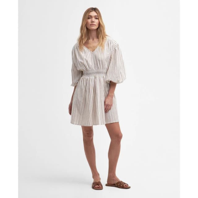 Barbour Ella Striped Cotton-Blend Dress - UK 14 Multi Dresses female LDR0805WH11 UK 14