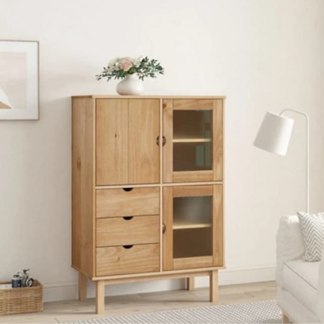 vidaXL Highboard Otta 85x43x125cm Solid Wood Pine, Brown 351306