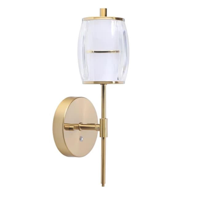 Happy Homewares Satin Gold Wireless Rechargeable Touch Dimmer Wall Light with Clear Glass Shade Gold Unisex