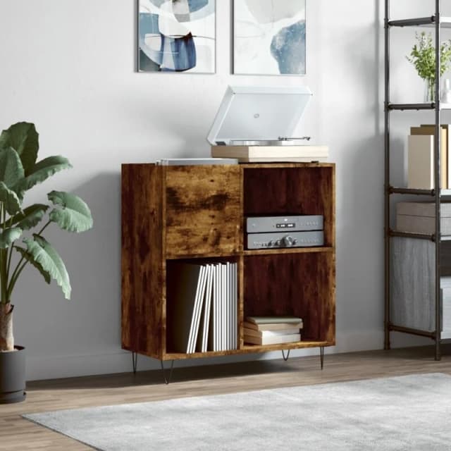 VIDAXL Record Cabinet Smoked Oak 84.5x38x89cm Engineered Wood Vidaxl 831777