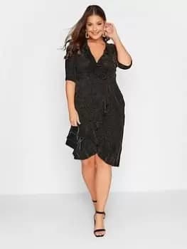 Yours Party Ruffle Wrap Dress - Gold, Size 26-28, Women