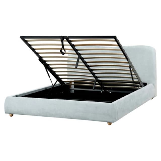 Beliani Ottoman Bed Chenille Blagnac 160 X 200 Cm (Eu King Size) Light Blue