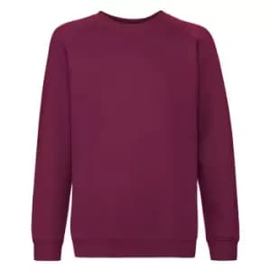 Fruit Of The Loom Childrens/Kids Unisex Raglan Sleeve Sweatshirt (7-8) (Burgundy)