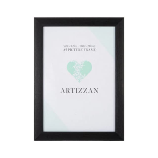 Happy Homewares Contemporary Black Veneer Wood Effect A5 Rectangular Frame For Wall Or Table