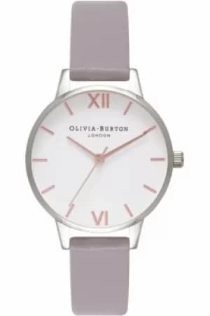 Ladies Olivia Burton White Dial Midi Dial Grey Lilac Rose Gold Watch OB16MDW26