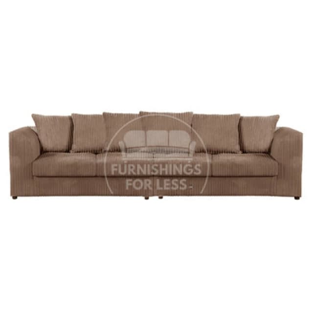 Furnishings For Less UK Luxor Long Fabric Jumbo Cord 4 Seater Sofa - Scatter Back Coffee