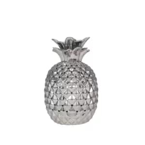 Metallic Silver Ceramic Pineapple Table Lamp