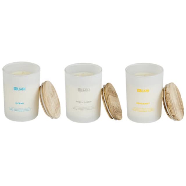 Beliani Set Of 3 Scented Candles Simplicity Soy Wax Fruity Notes Fresh Notes