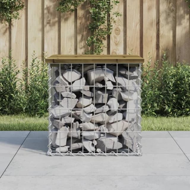 vidaXL Garden Bench Gabion Design 43x44x42cm Impregnated Wood Pine, Brown 834337