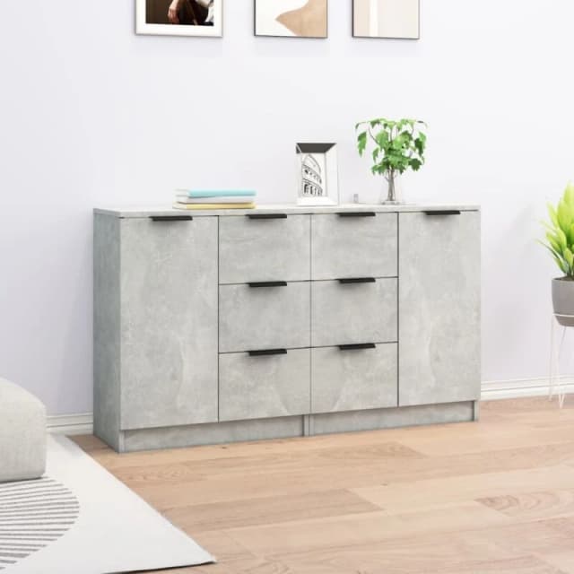 VIDAXL Sideboards 2 pcs Concrete Grey 60x30x70cm Engineered Wood Vidaxl 8720287122517