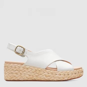 Clarks Womens Kimmei Cross Leather Wedged Sandals - White - UK 3