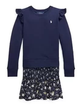 Ralph Lauren Girls Woven Jumper 2 In 1 Dress - Navy Floral