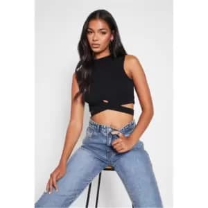 I Saw It First High Neck Cross Over Vest - Black