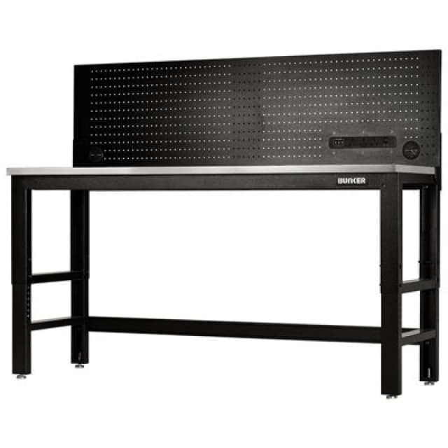 Bunker Stainless Steel Worktop Workbench and Power Pegboard 28099 Length: 1.8m