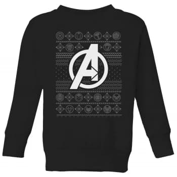 Marvel Avengers Logo Kids Christmas Sweatshirt - Black - 11-12 Years