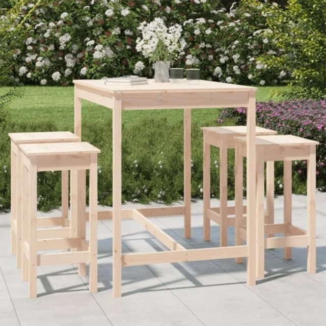 VIDAXL 5 Piece Garden Bar Set Solid Wood Pine Vidaxl 8720845717100