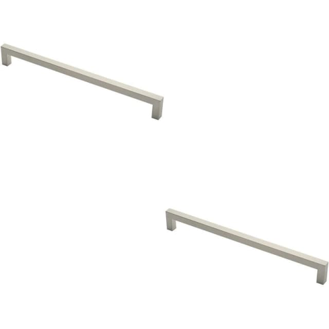 Loops 2x Square Mitred Door Pull Handle 469 x 19mm 450mm Fixing Centres Satin Steel Metallics unisex