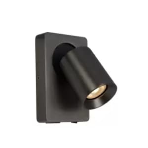 Nigel Modern Wall Spotlight - LED Dim. - GU10 - 1x5W 3000K - With USB charging point - Black Steel