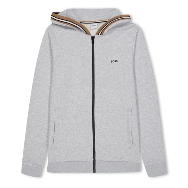 Boss Logo Zip Hoodie Juniors - Grey Grey 3 - 4 Years
