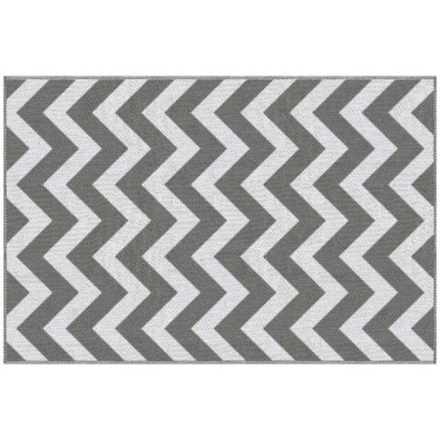 Outsunny Outdoor Rug, 1.2 x 1.8m Patio Floor Mat, Grey & White Light Grey
