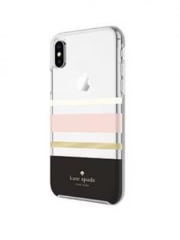 Kate Spade New York New York Protective Hardshell Case For iPhone X Charlotte Stripe BlackCreamBlushGold Foil