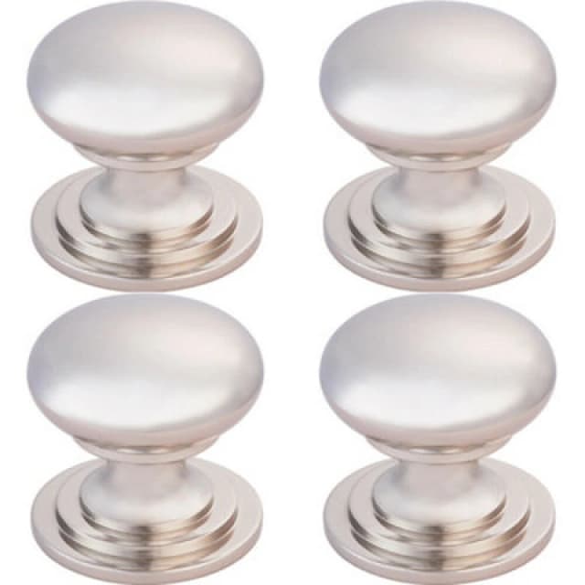Loops 4x Victorian Round Cupboard Door Knob 38mm Dia Polished Nickel Cabinet Handle Metallics unisex