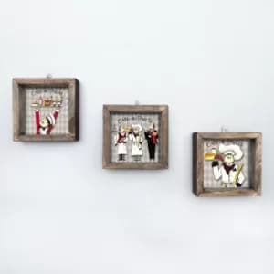 UKZM013 Multicolor Decorative Framed MDF Painting (3 Pieces)