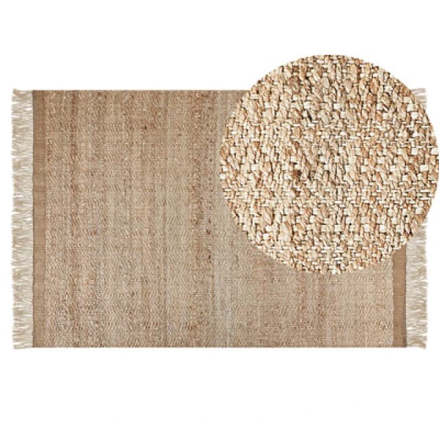 Beliani Rug Abana Beige 140 X 200 Cm Jute