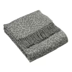 Mara Leopard Print Throw Grey