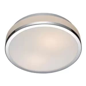Italux Camry - Modern Flush Ceiling Light Chrome, White 1 Light with White Shade, E27, IP44