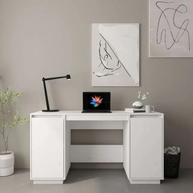 VIDAXL Desk White 140x50x75cm Solid Wood Pine Vidaxl 8720286923061