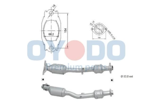 Oyodo 10N0130-OYO Catalytic Converter with fastening/mounting material Catalyst Converter (429)