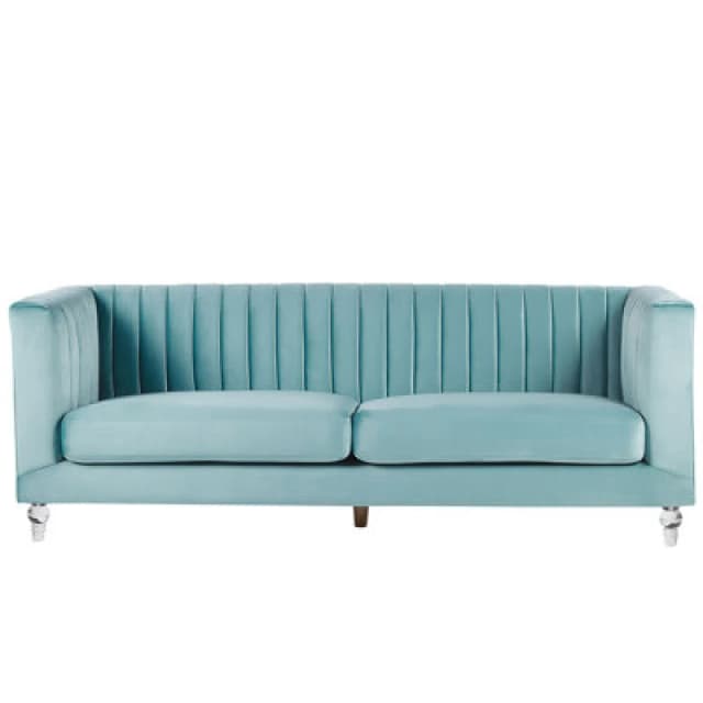 Beliani Sofa 3 Seater Arvika Velvet Light Blue