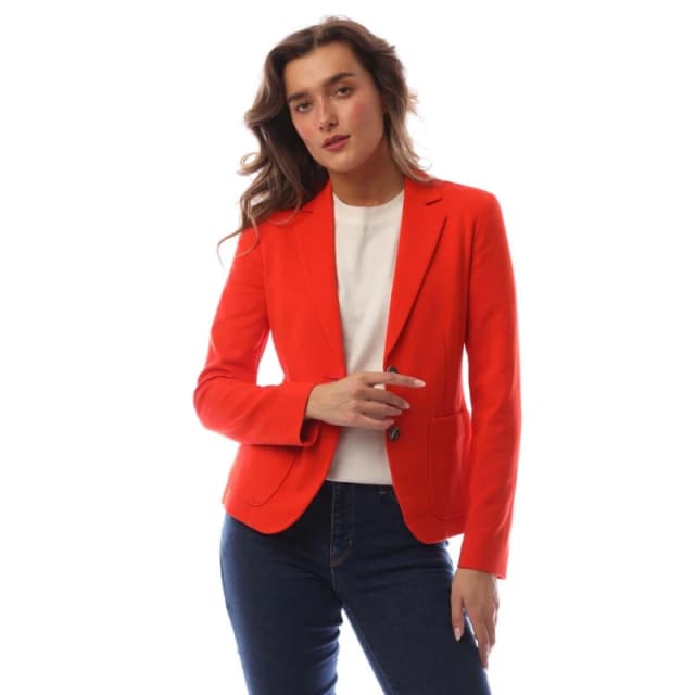 Boss Womens Black Single Breasted Viscose Long Sleeve Blazer Bright Orange female 6 (XS)